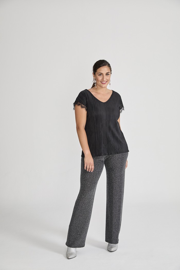 KNIT STRAIGHT PANTS WITH LUREX