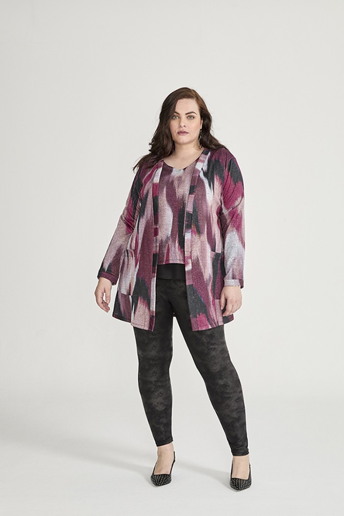 PRINTED LUREX CARDIGAN WITH POCKETS