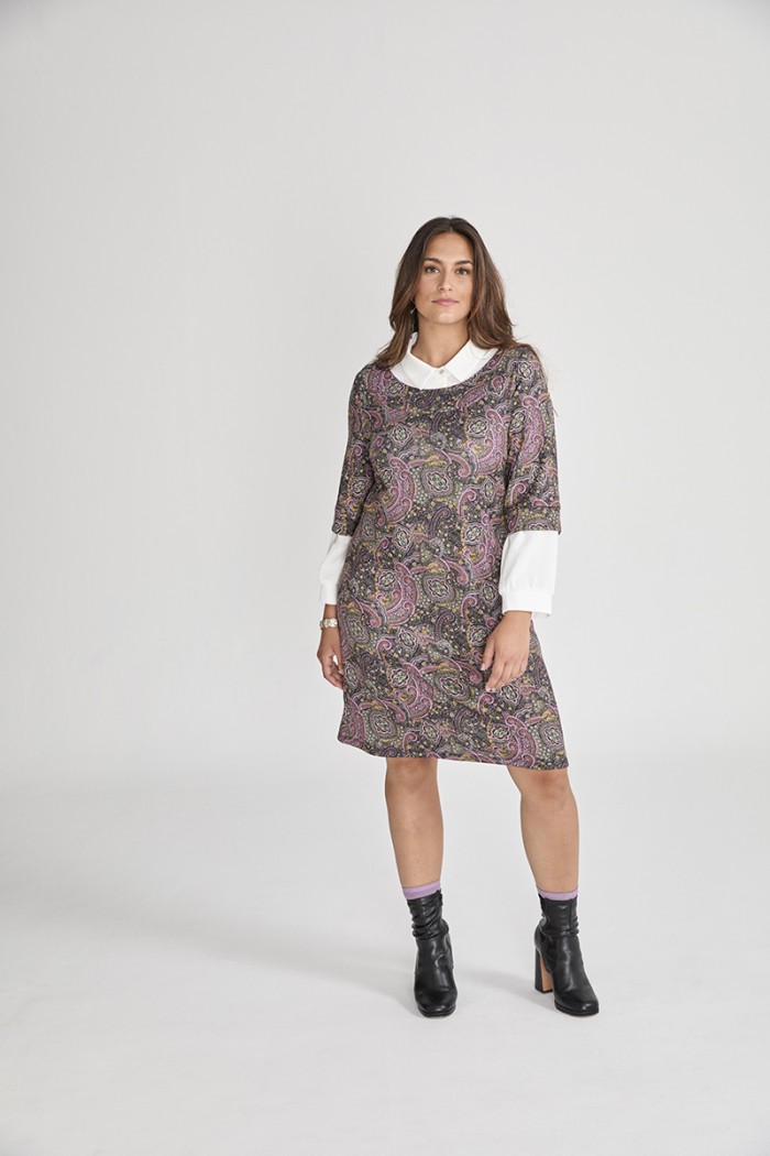 PRINTED KNIT DRESS WITH LUREX