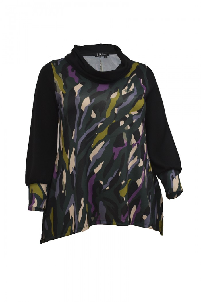 A-LINE SWEATER WITH COLORED PRINT
